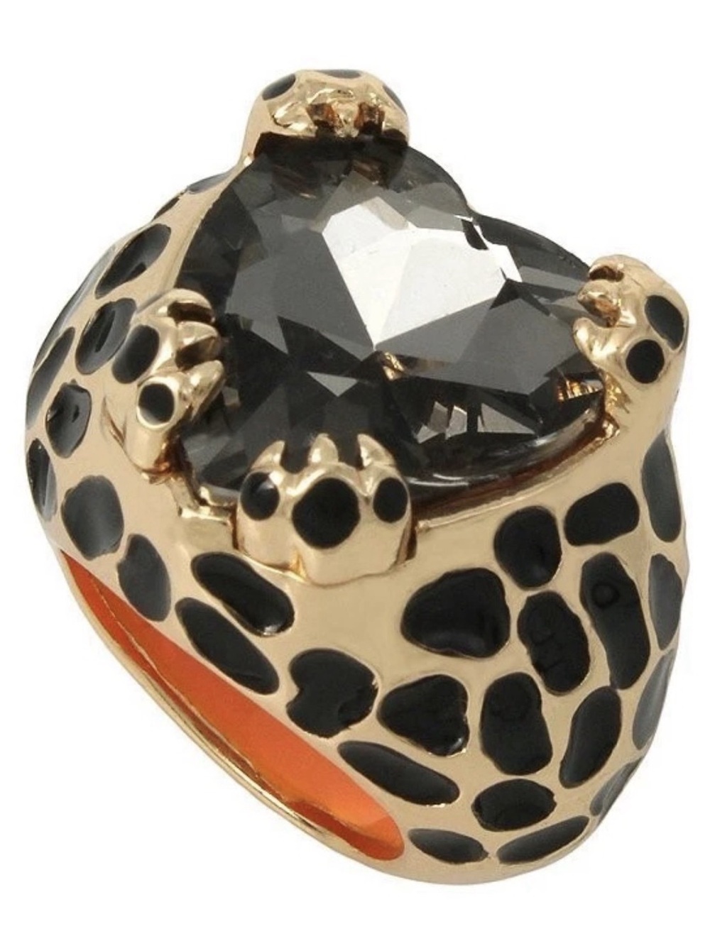 New Betsey Johnson Ring Leopard Print/Panther/Big Cat Claw Paw Heart Statement